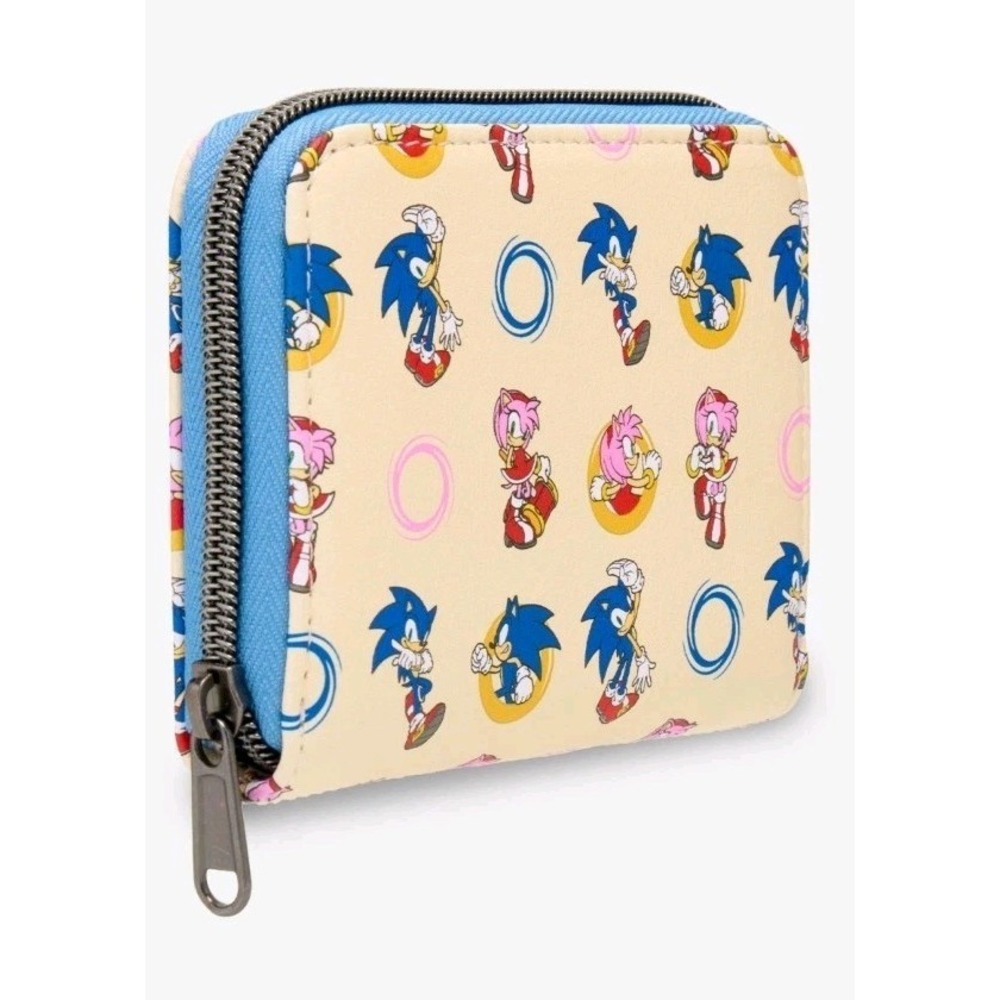 NWT Loungefly Sonic The Hedgehog‎ Amy Rose & Sonic AOP Mini Zipper Wallet - Picture 3 of 4